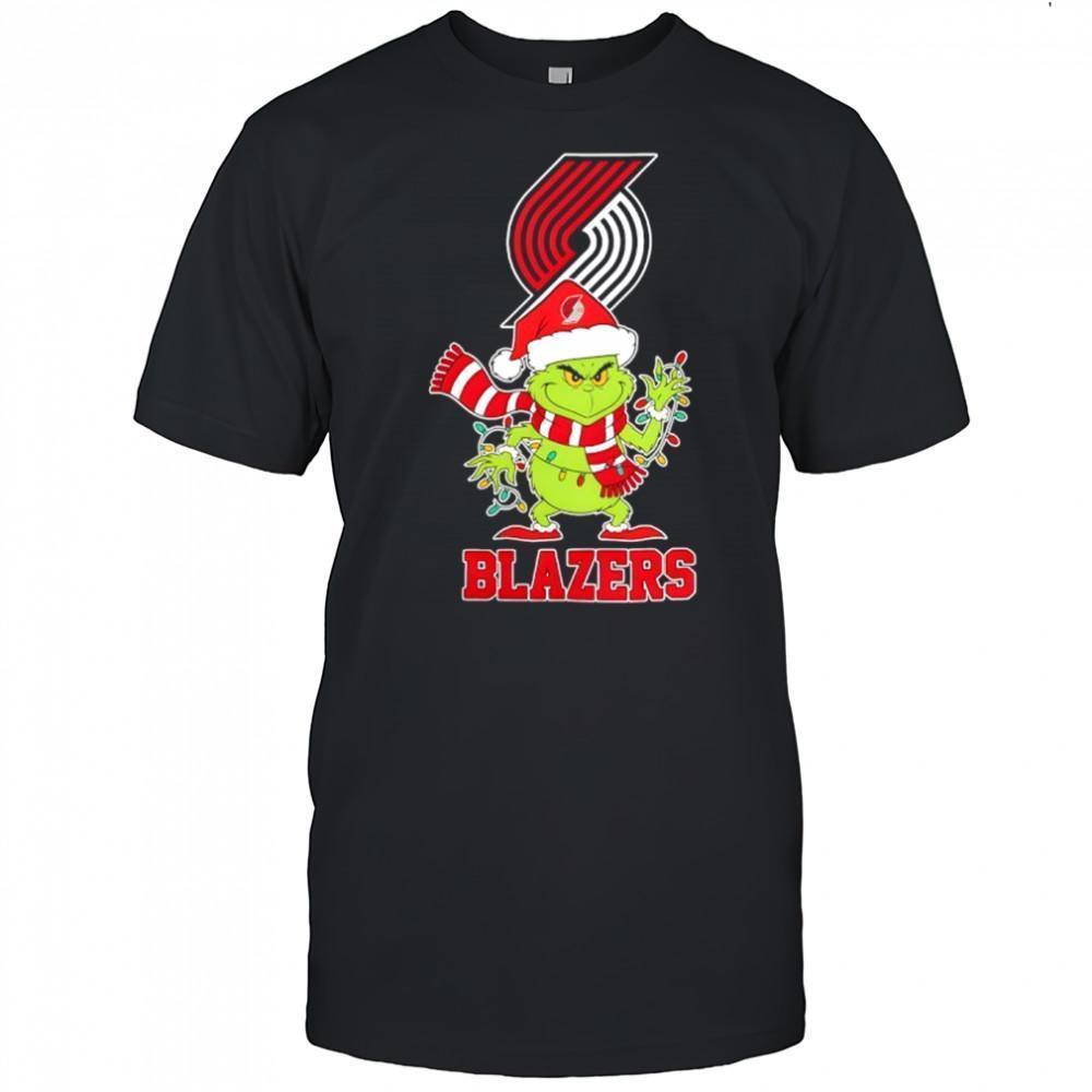 Portland Trail Blazers Christmas Grinch Santa Holiday Shirt